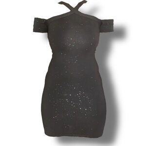 Grey Hollister Off Shoulder Shimmer Bodycon Y2K Cocktail Dress Size XS